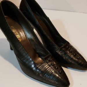 Petra Firenze Black Reptile Textured Heels